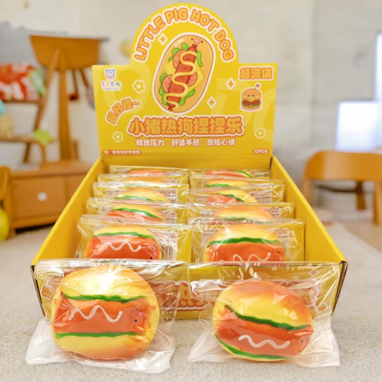 Pet Supplies In Bulk - 4Pc Realistic Hot Dog Squishy Toy