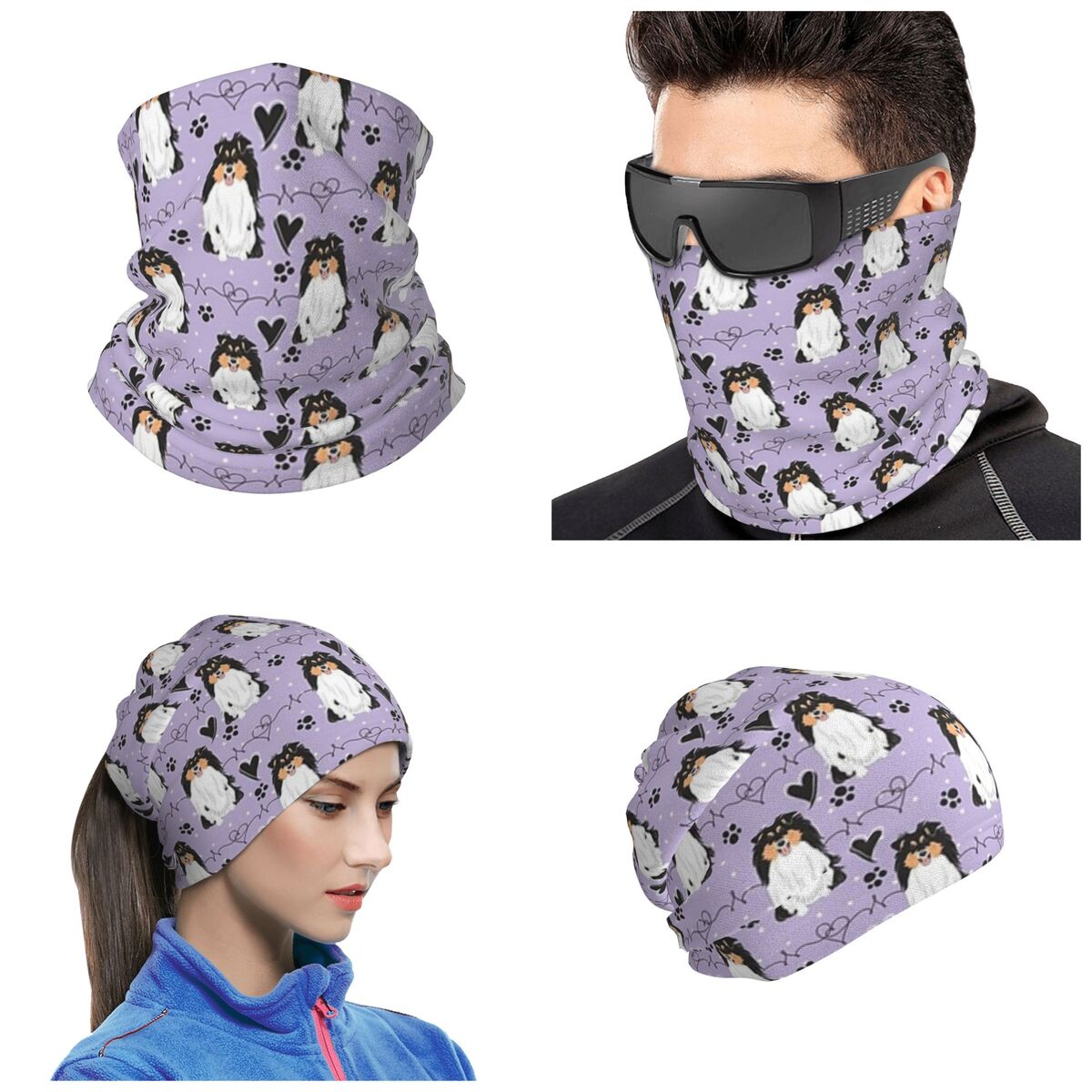 Dog Bandana Scarf - LOVE Tri Color Sheltie Dog Shetland