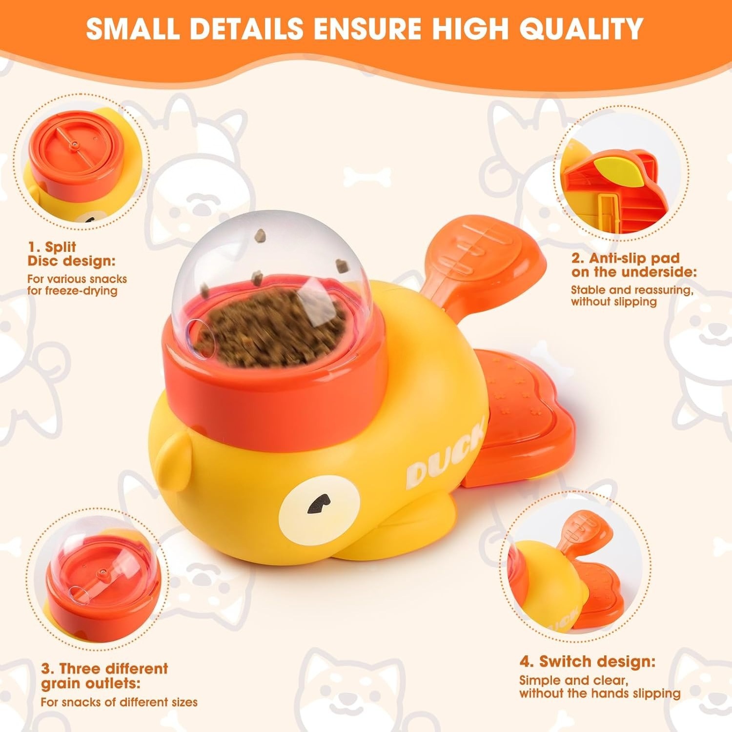 Yellow Duck Pet Snack Dispense - огляд і ціна Slow Feeder Dog Bowl