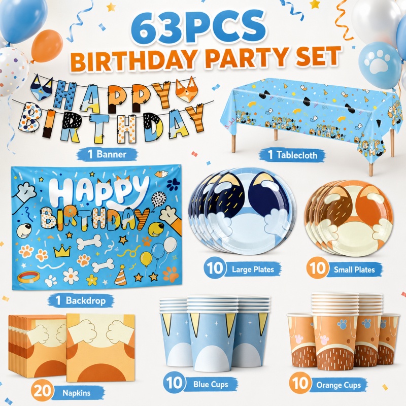 Blue Dog Party Supplies Bundle - огляд і ціна Pet Supplies In Bulk