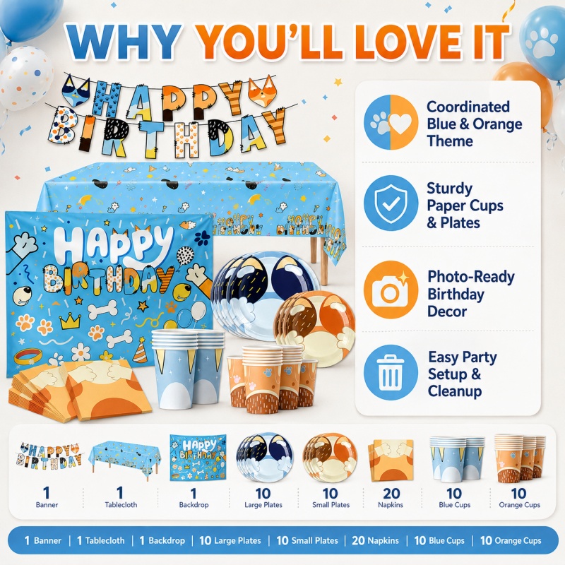 Blue Dog Party Supplies Bundle - огляд і ціна Pet Supplies In Bulk