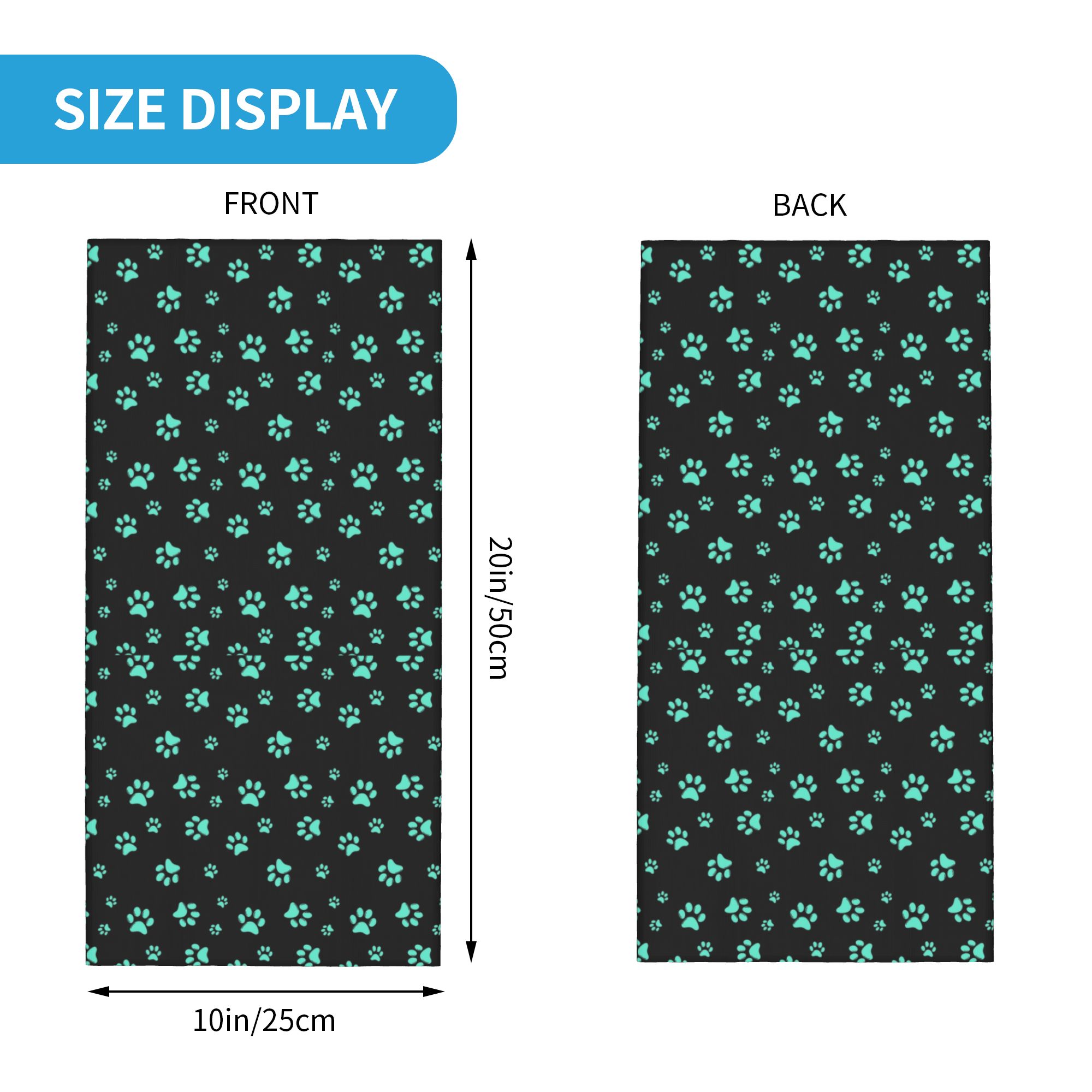 Custom Aqua Dog Paw Print Patt - огляд і ціна Dog Bandana Scarf