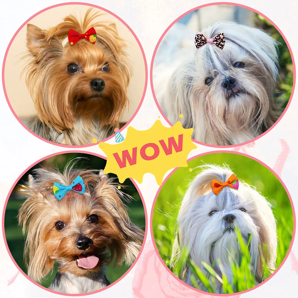 50PCS Dog Bows With Rubber Ban - огляд і ціна Pet Supplies In Bulk